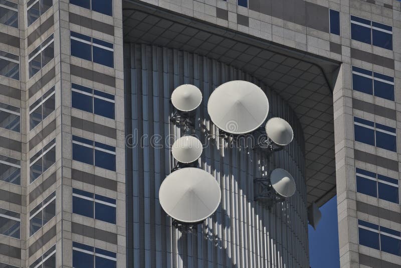 Antennas Installed on a Highrise Building in Tokyo Stock Photo Image of communication