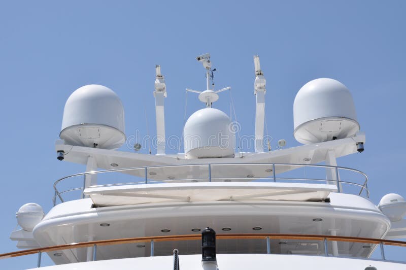Antennas on a yacht stock photo. Image of naval, radar 9595222