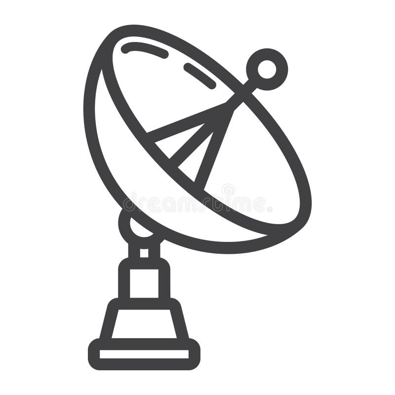 Anteny Satelitarnej kreskowa ikona, antena i radar ilustracji