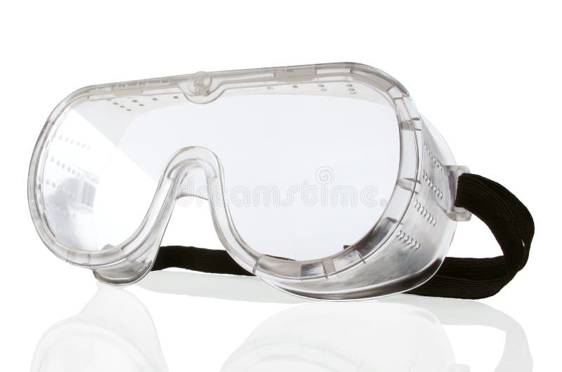 New safety goggles on a white background. New safety goggles on a white background