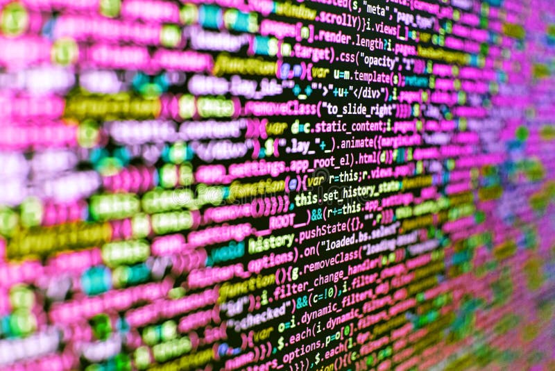 Anteprima programma computer. programmazione di un concetto di algoritmo astratto del flusso di lavoro. linee di codice di un soft immagini stock libere da diritti