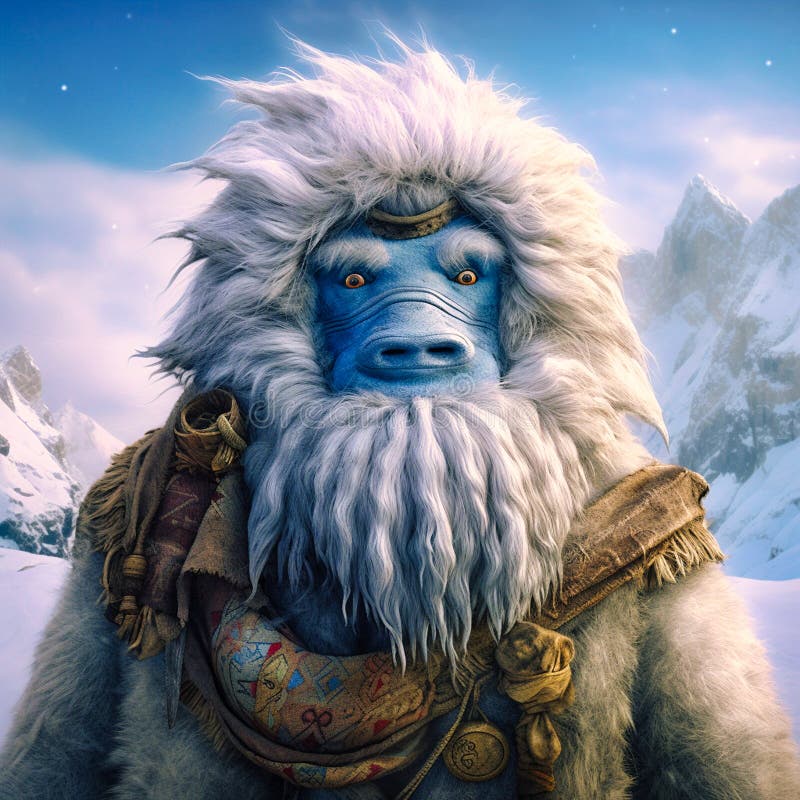 Anthropomorphic Portrait A Mini Yeti Mount Everest. Generative AI