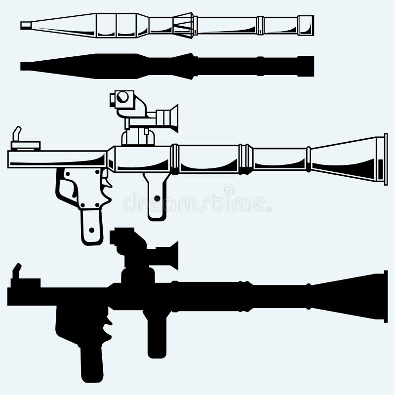 Anti--behållaren raket framdrev granatlauncheren - RPG 7 vektor illustrationer Anti--behållaren raket framdrev granatlauncheren - RPG 7 vektor illustrationer