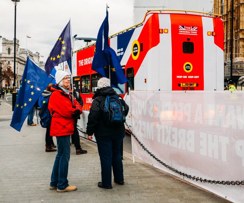 Anti-Brexit protesters outside Westminster in London, UK royalty free stock photos Anti-Brexit protesters outside Westminster in London, UK royalty free stock photos