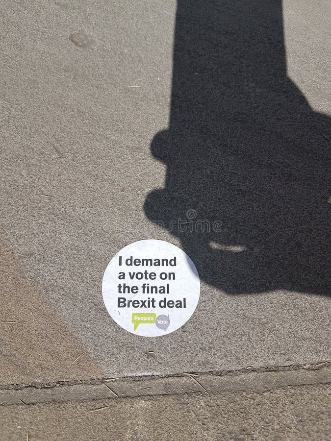Anti-Brexit sticker left in Parliament Square, London. royalty free stock image Anti-Brexit sticker left in Parliament Square, London. royalty free stock image