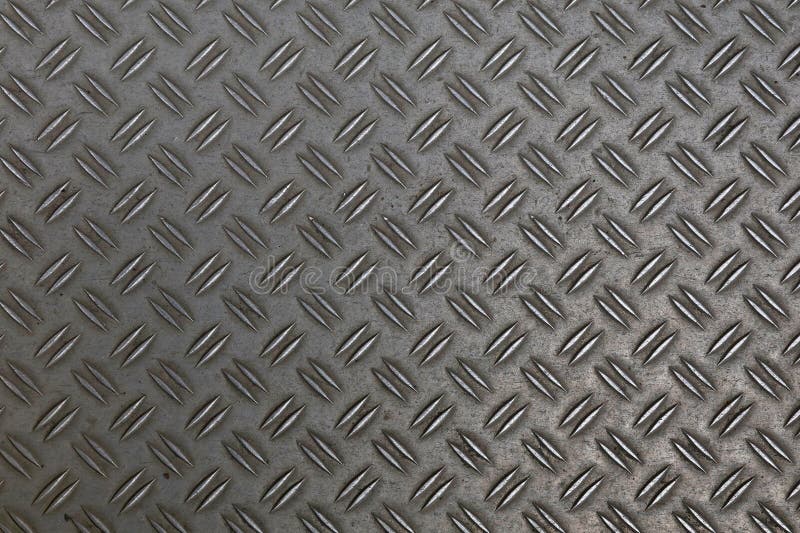 Anti slip gray metal plate with diamond pattern