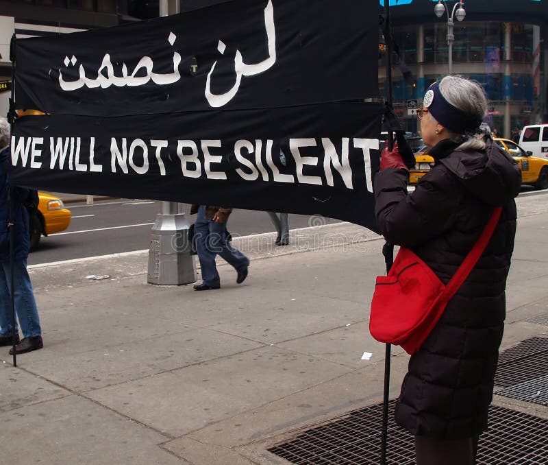 Anti-war protest at Times Square royalty free stock image Anti-war protest at Times Square royalty free stock image