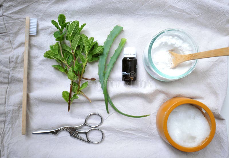Antibacterial antiviral home remedies with coconut oil, mint, aloe and sodium bicarbonate to battle flu and influenza and the new. Virus called Corona virus or royalty free stock photography Antibacterial antiviral home remedies with coconut oil, mint, aloe and sodium bicarbonate to battle flu and influenza and the new. Virus called Corona virus or royalty free stock photography