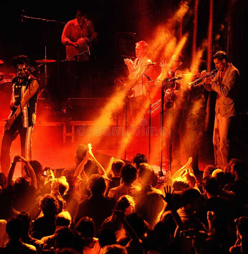 Antibalas (afrobeat band) performance at Heineken Primavera Sound 2014 Festival stock image Antibalas (afrobeat band) performance at Heineken Primavera Sound 2014 Festival stock image