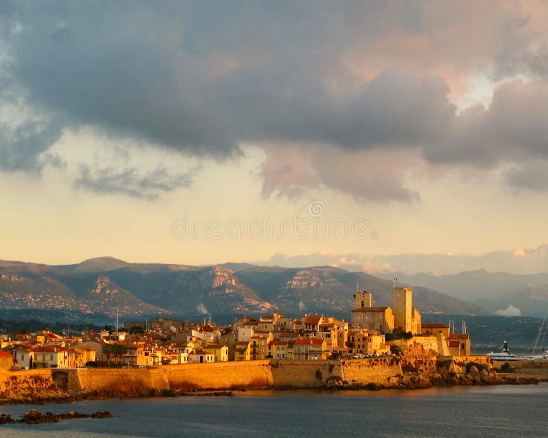 Antibes at sunrise stock image Antibes at sunrise stock image