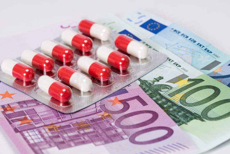 Antibiotic Capsules in Blister with Euro Banknotes Stock Image Image