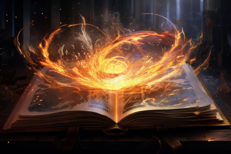 Antico libro magico aperto invecchiato. generare i fotografia stock