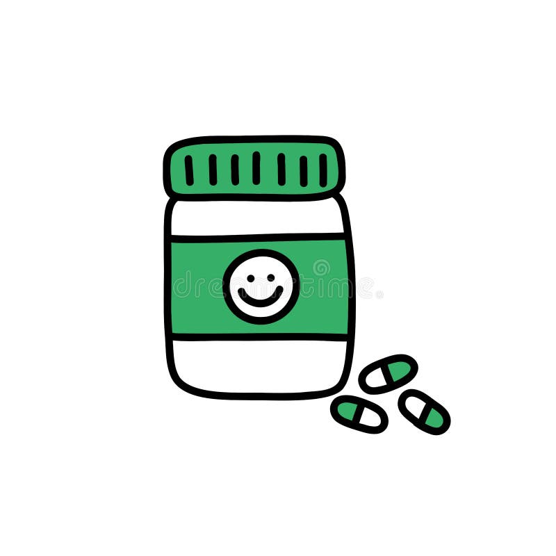 Antidepressants Doodle Icon, Vector Color Line Illustration Stock ...