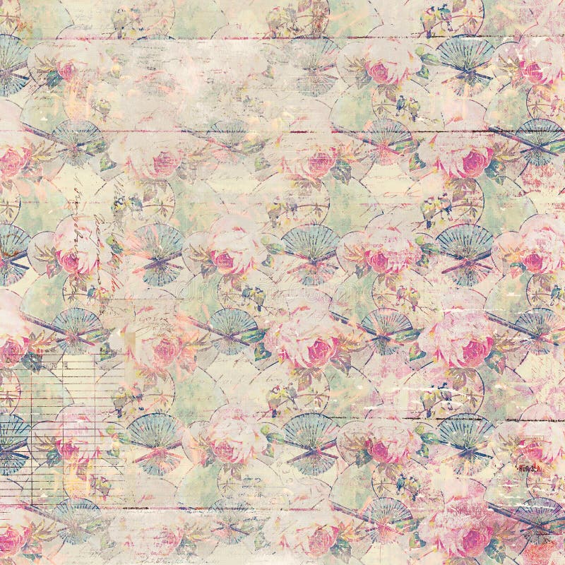 Antieke uitstekende rozen gevormde achtergrond in roze en groene de lentekleuren stock illustratie Antieke uitstekende rozen gevormde achtergrond in roze en groene de lentekleuren stock illustratie