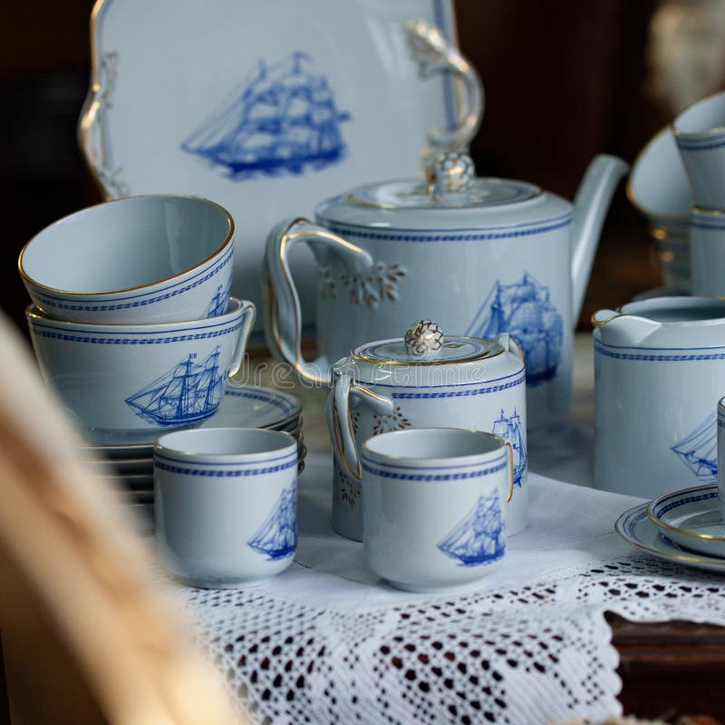 Conjunto De Chá e Café Estilo Britânico Porcelana Chinesa Bule