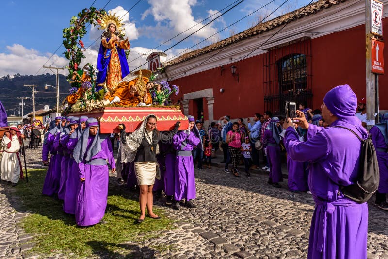 Procession on first Sunday of Lent, Antigua, Guatemala royalty free stock image Procession on first Sunday of Lent, Antigua, Guatemala royalty free stock image