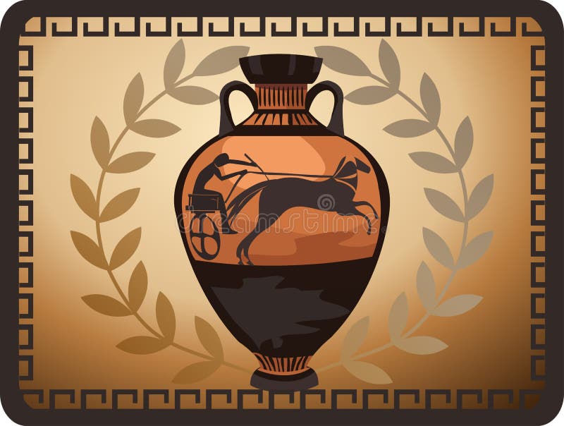 Antik grekisk vase stock illustrationer
