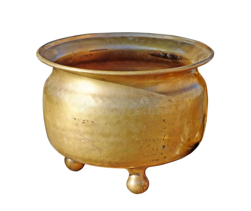Antique copper chamber-pot isolated on white with clipping path. Antique copper chamber-pot isolated on white with clipping path