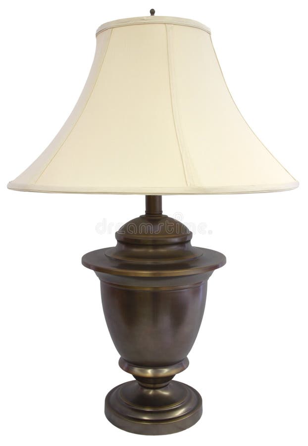 Antique Brass Table Lamp with Off White Shade. Antique Brass Table Lamp with Off White Shade