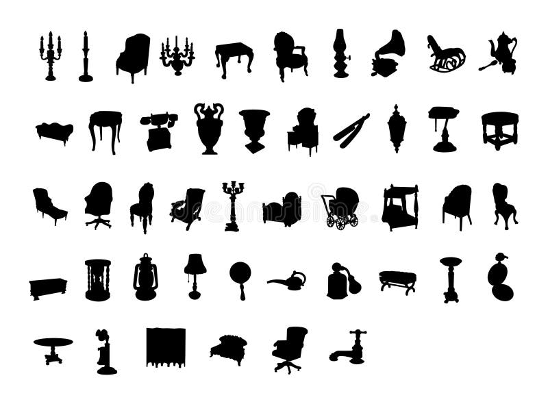 antika objekt silhouette victorianen vektor illustrationer antika objekt silhouette victorianen vektor illustrationer