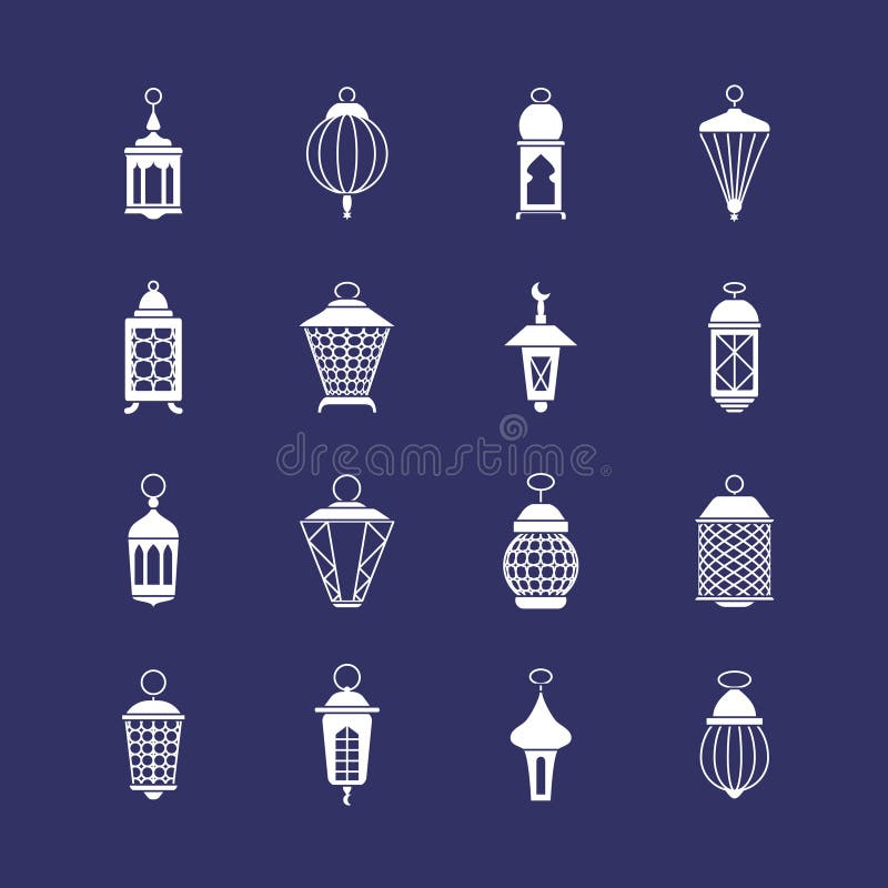 Antika symboler för vektor för muslim för lyktor för arabiskaramadan ljus stock illustrationer Antika symboler för vektor för muslim för lyktor för arabiskaramadan ljus stock illustrationer