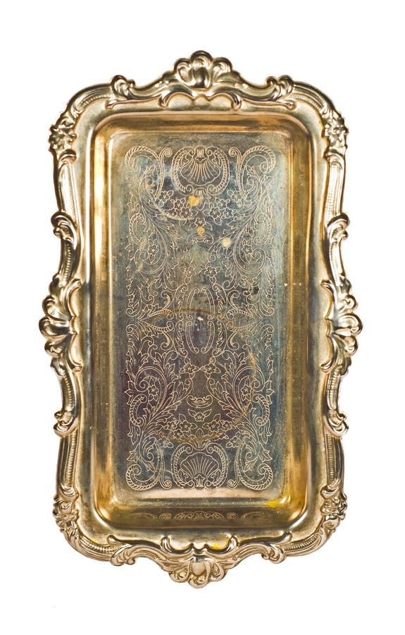 Antike Silberne Platte Mit K?mpfenden Drachen Auf Alter Orientalisch