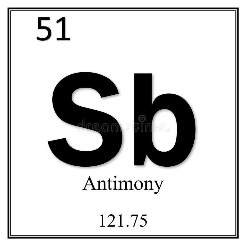Antimony Chemical Element Symbol on White Background Stock Illustration