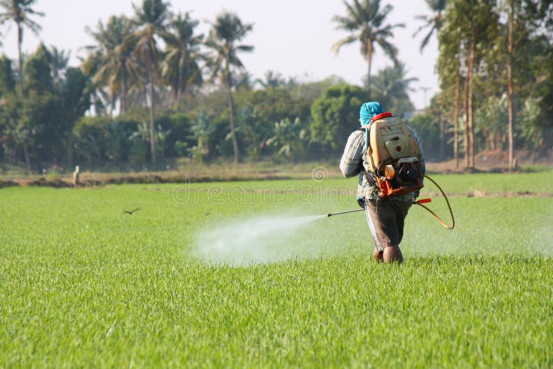 Antiparassitario di spruzzatura dell'agricoltore immagine stock libera da diritti Antiparassitario di spruzzatura dell'agricoltore immagine stock libera da diritti