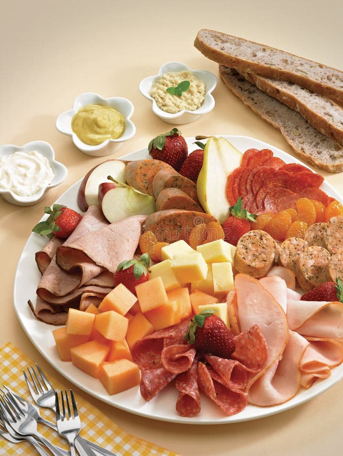 Antipasto of Meat, Cheese and Fruit Stock Photo Image of cheese