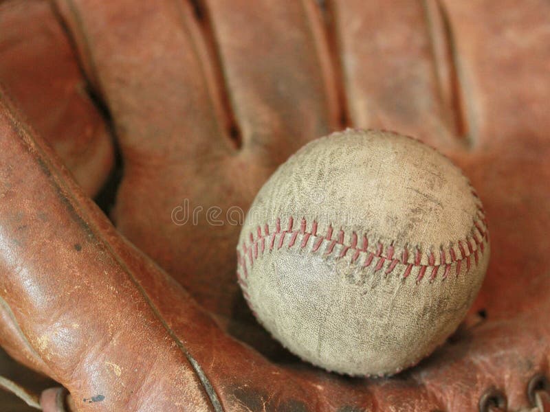 Antique Baseball with Glove royalty free stock photo