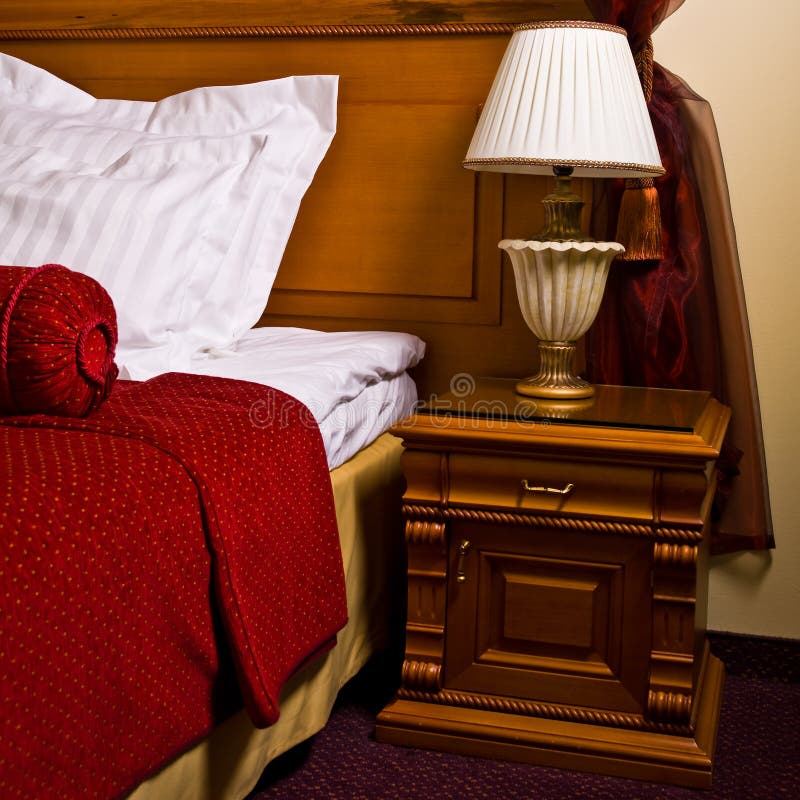 Antique Bedside Table and Bed Stock Image Image of antique, interior