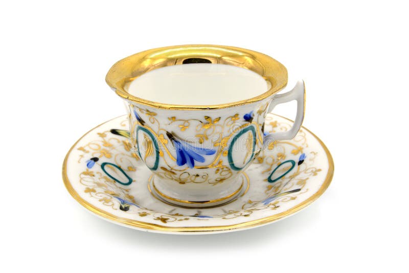 Antique biedermeier time coffee cup on white isolated background royalty free stock image Antique biedermeier time coffee cup on white isolated background royalty free stock image