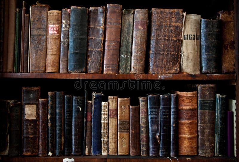 Antique books on bookshelf stock image. Image of shelf 92195691