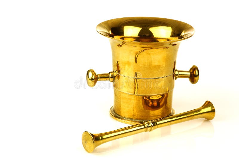 Download Antique Brass Mortar And Pestle Stock Image - Image of yellow, food: 19021243
