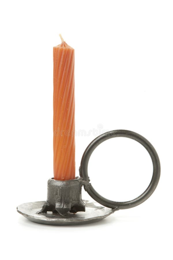 Antique Candle and Holder Isolated