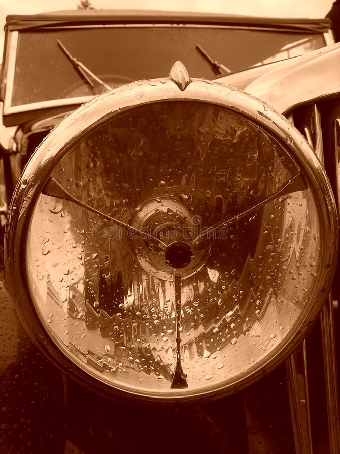 Antique car headlight stock image. Image of sepia, automobile - 17640199