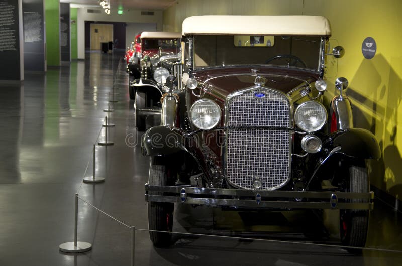 Antique cars in America`s car museum