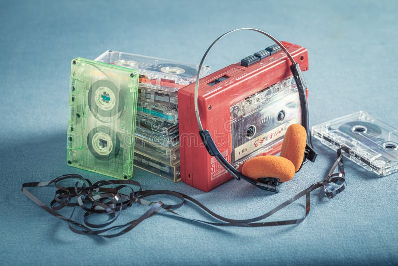Antique Cassette Tape with Headphones and Player Stock Photo Image of