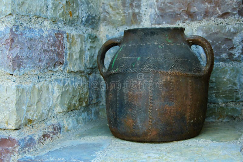 Antique Ceramic Pot, Used Traditionally for Storage or Cook Stock Image