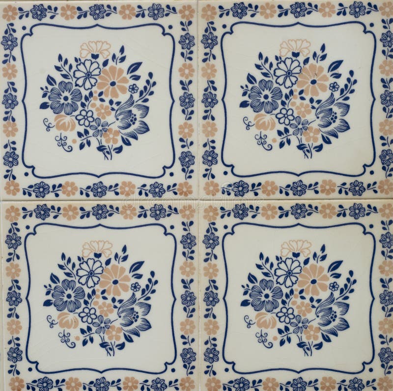Antique Ceramic Tiles Used As Wall Tiles for Bathrooms Stock Photo Image of pattern, floral