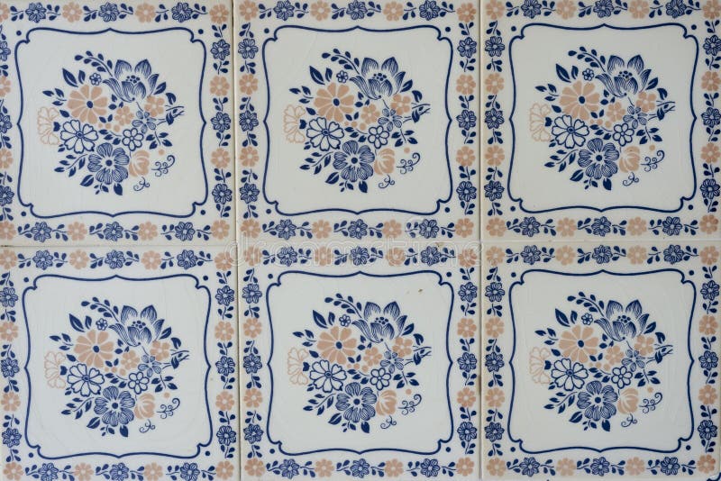 Antique Ceramic Tiles Used As Wall Tiles for Bathrooms Stock Photo