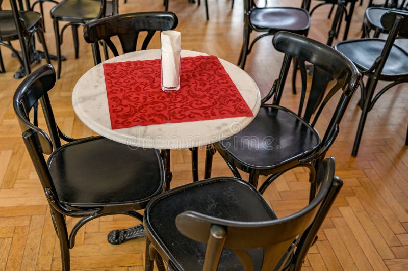 Antique Chairs Around a Table in a Restaurant Stock Photo Image of