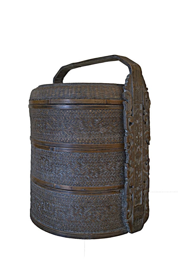 Antique Chinese Bamboo Food Basket Stock Image Image of carrier