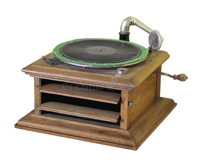 Antique Crank Phonograph Isolated. Stock Image Image of windup
