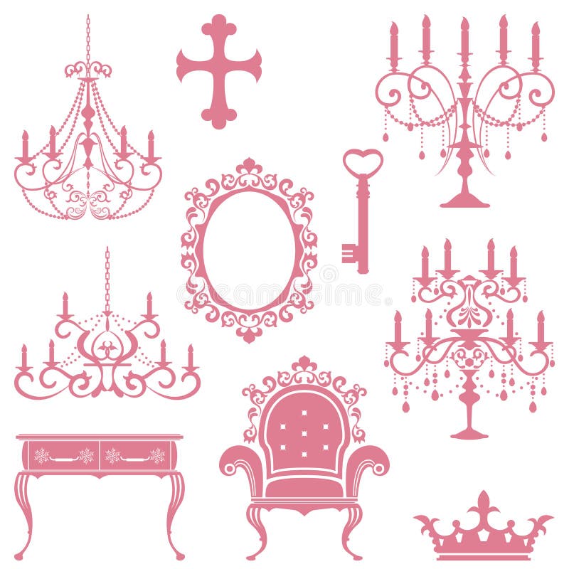 Antique design element set stock illustration