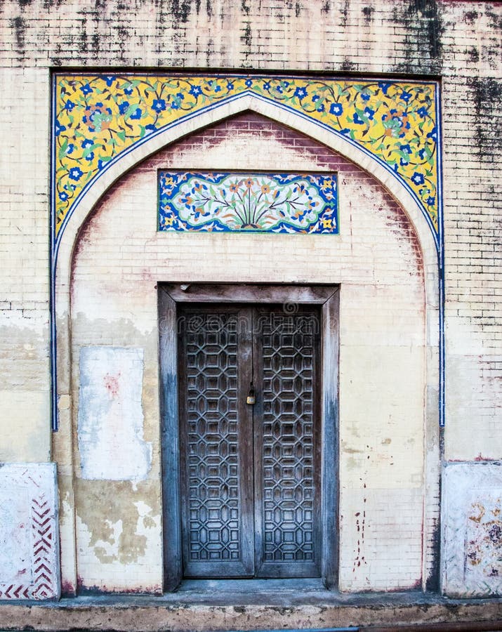 Antique Design Wooden Door and Islamic Art Stock Photo Image of