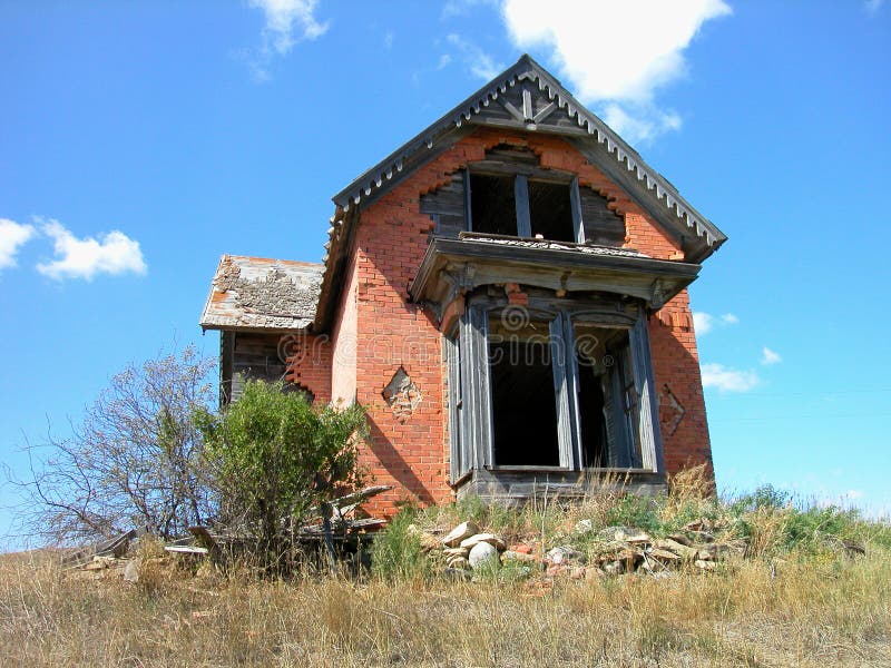 Antique Dilapidated Brick House royalty free stock photos