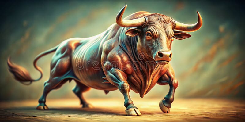 Antique Engrating Style Bull Minia Detailed TiltShift Image Perfect for Vintage Design Projects Posts eller stock illustrationer