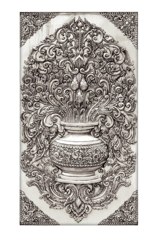 Antique engraved silver background stock image