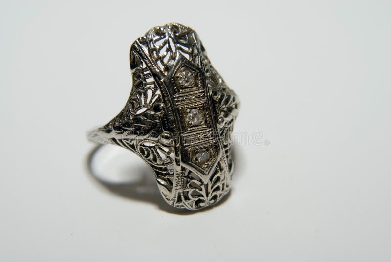 Antique filigree ring. Beautiful antique, silver, filigree ring royalty free stock photo Antique filigree ring. Beautiful antique, silver, filigree ring royalty free stock photo